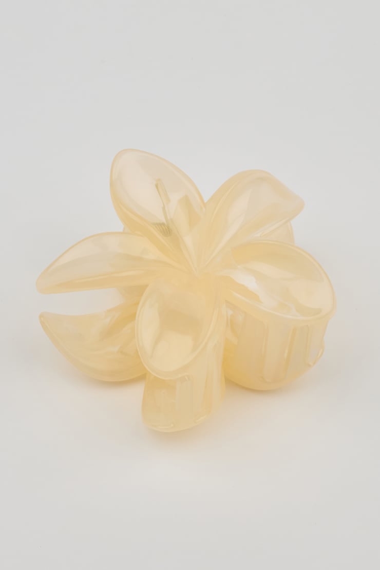 Flower Hair Claw, Cream, large