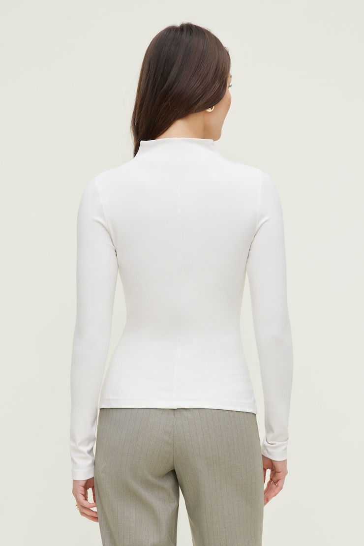 Mock Neck Long Sleeve Top Sea Salt Off White large