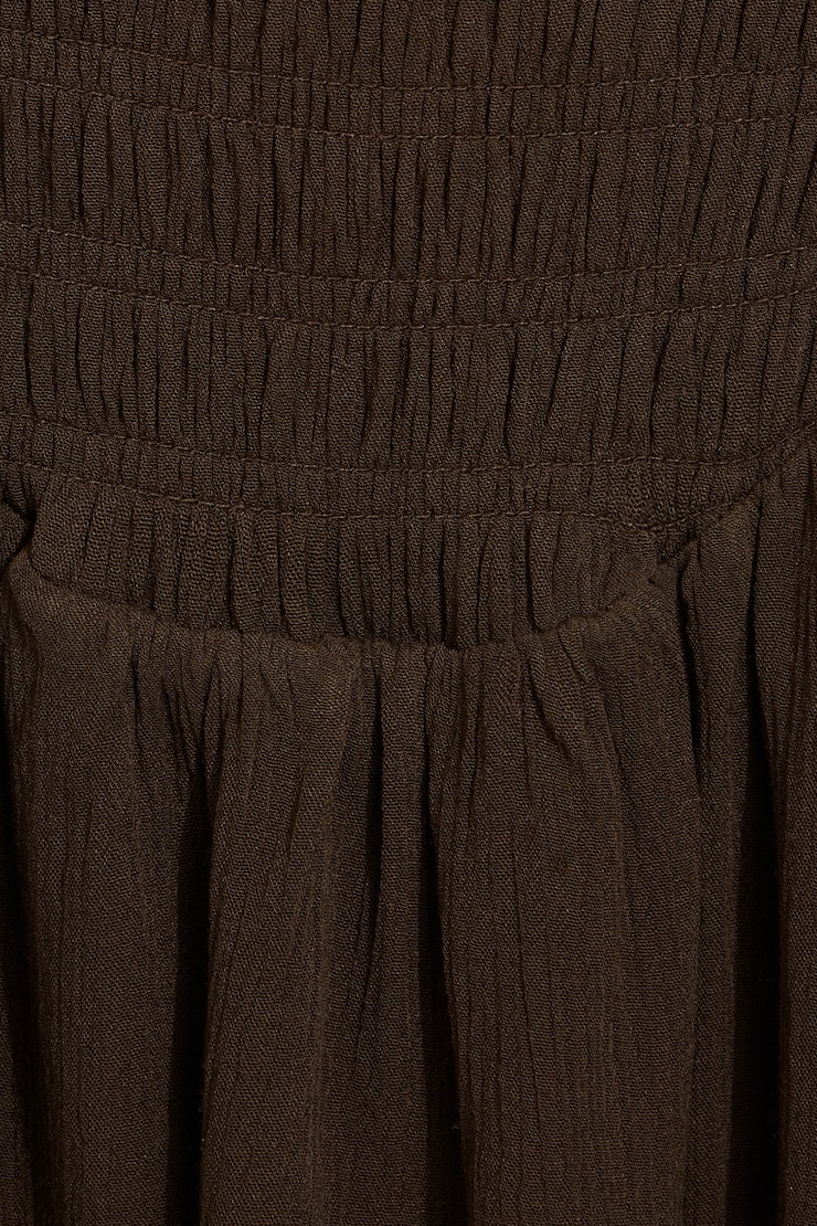 Kenzie Smocked Tiered Romper, Armadillo Brown, large