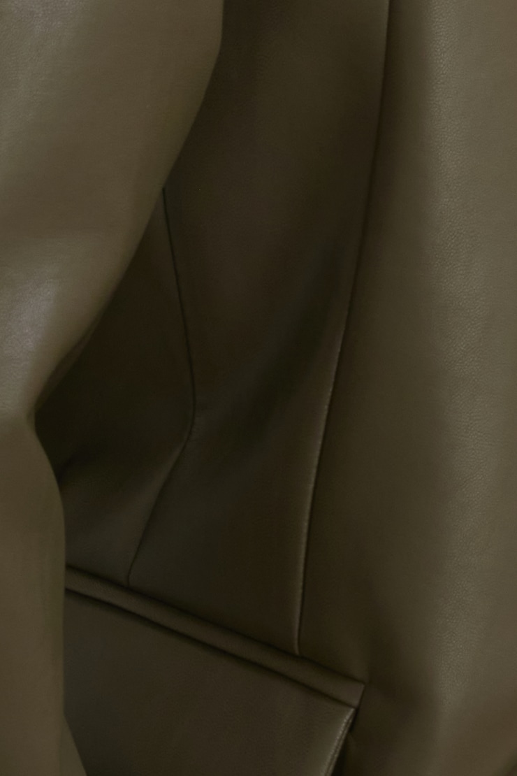 Oversized Faux Leather Blazer Tropical Moss Khaki large