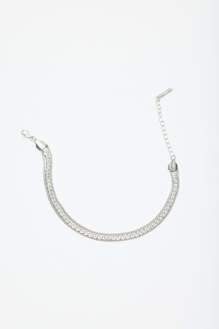 Layered Curb Chain Anklet Silver large