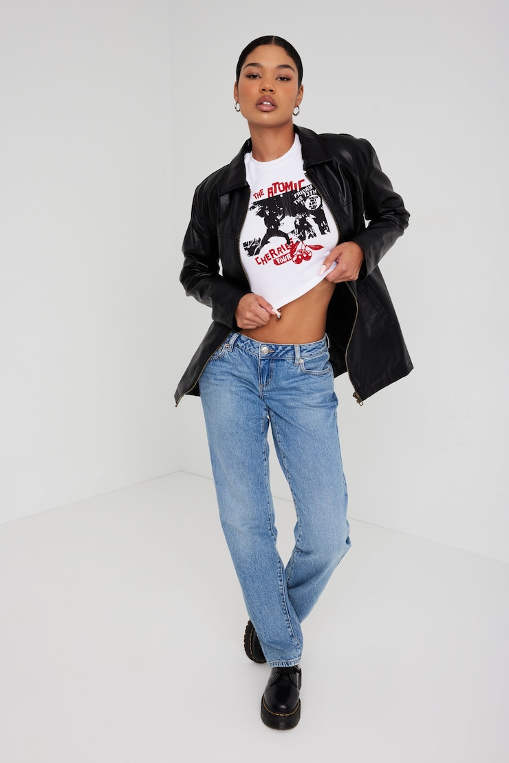 Stormi Tee, Bright White with "The Atomic Cherries Tour" Art, large