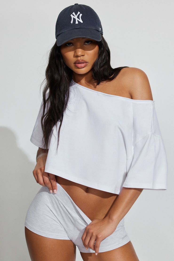 Off Shoulder Cropped T-Shirt