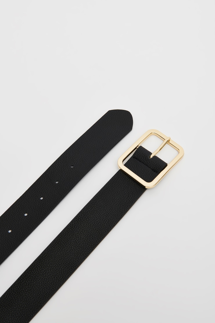 Rounded Square Buckle Belt Jet Black large