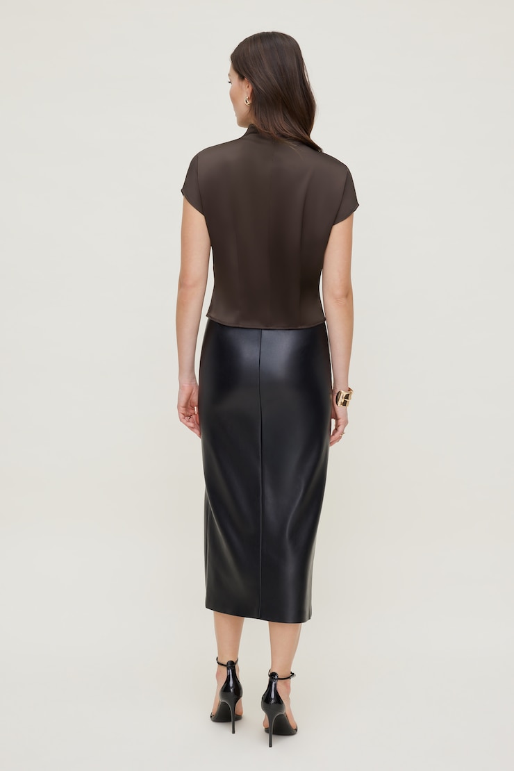 Ella Layered Satin Blouse Chocolate Torte Brown large