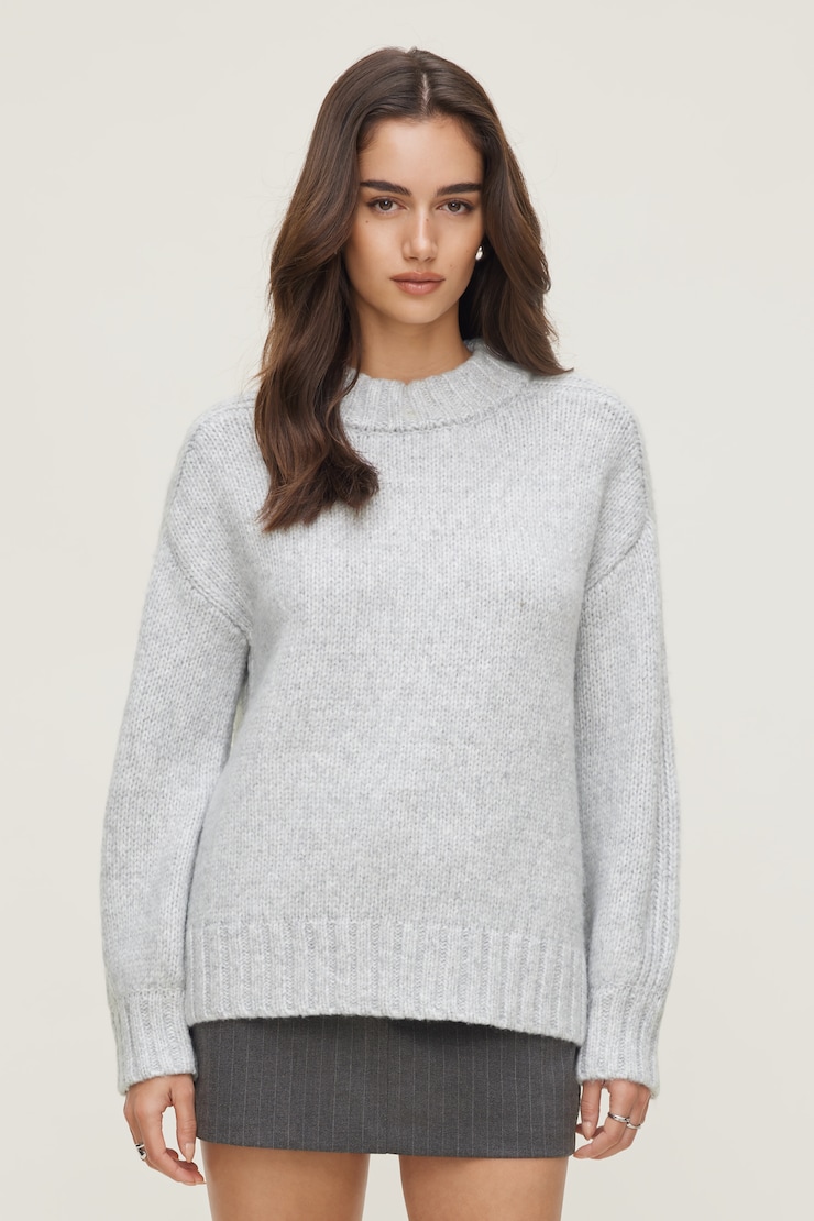 Mabel Chunky Crewneck Sweater Snowy Gray large