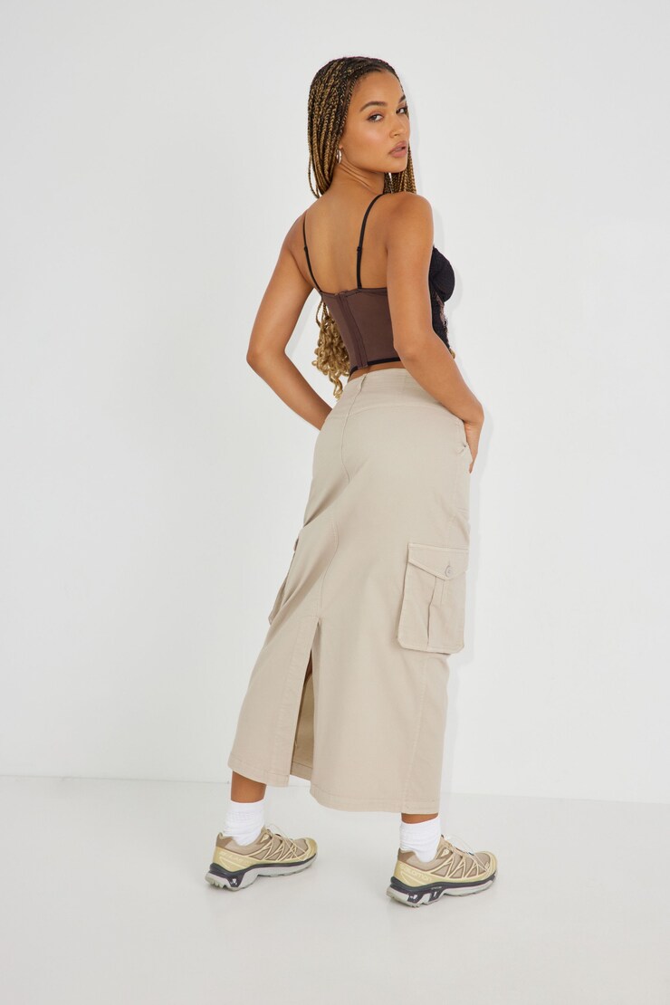 Kai Cargo Skirt, String Beige, large