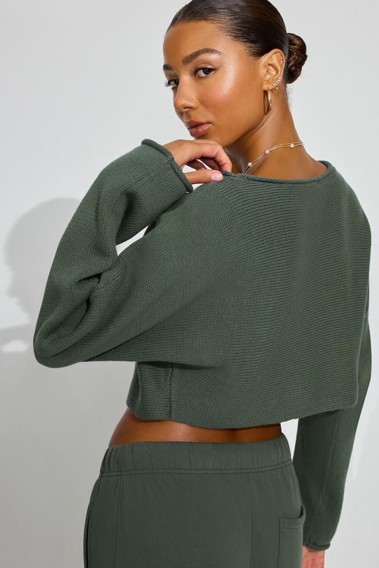 Supersoft Loose Crop Sweater, Urban Chic Green, large