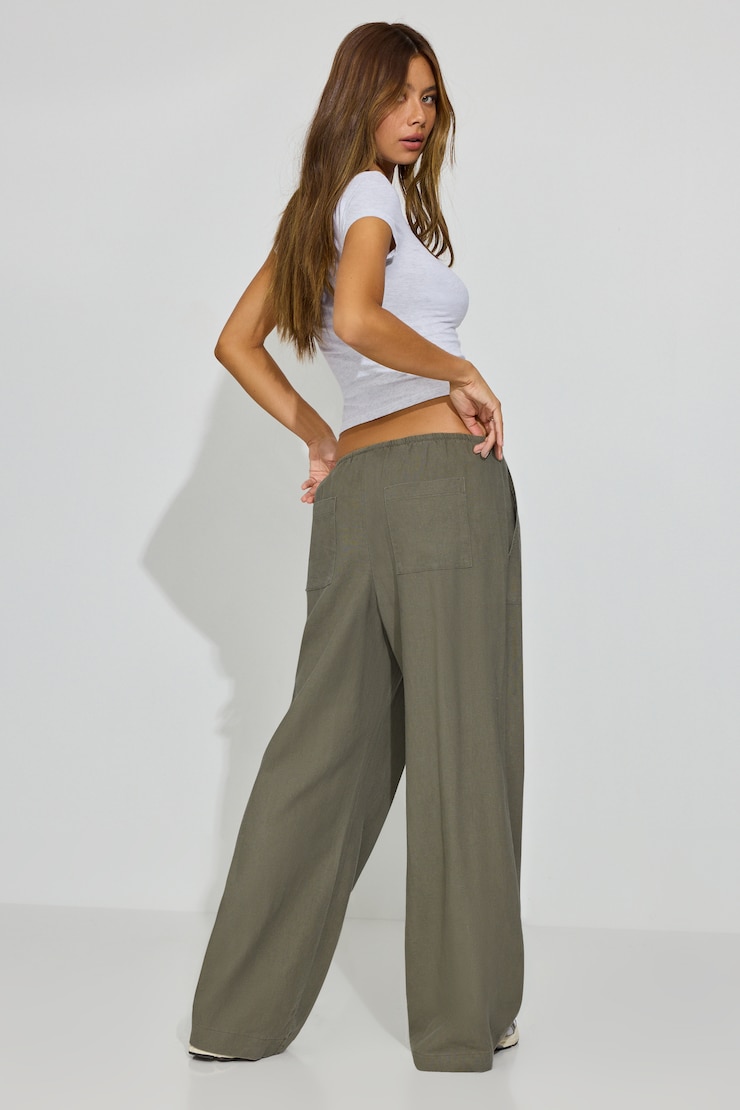 SoftTerry Wide Leg Sweatpants, Spring Olive Khaki, large