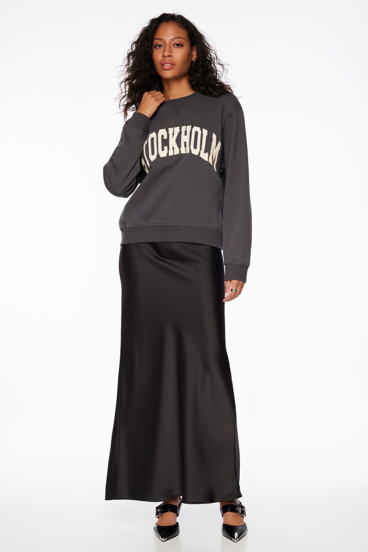 Classic Appliqué Crew Neck Sweatshirt Lead Gray & Stockholm Art large