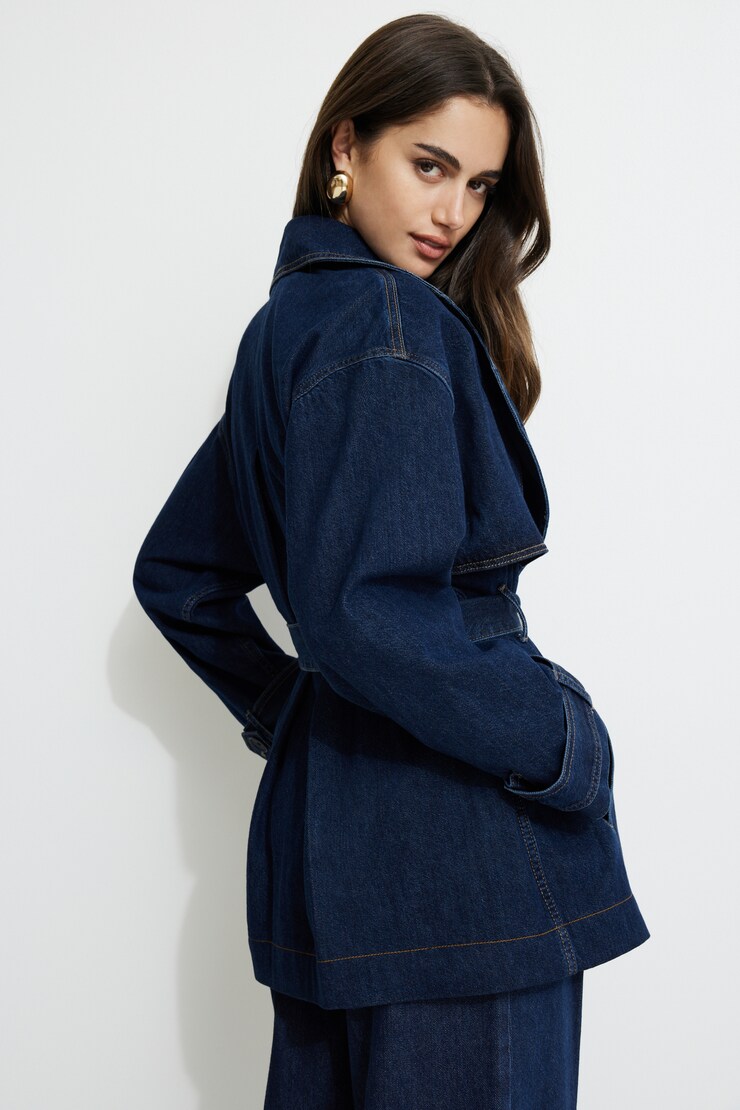 Trench écourté en denim Pagosa large