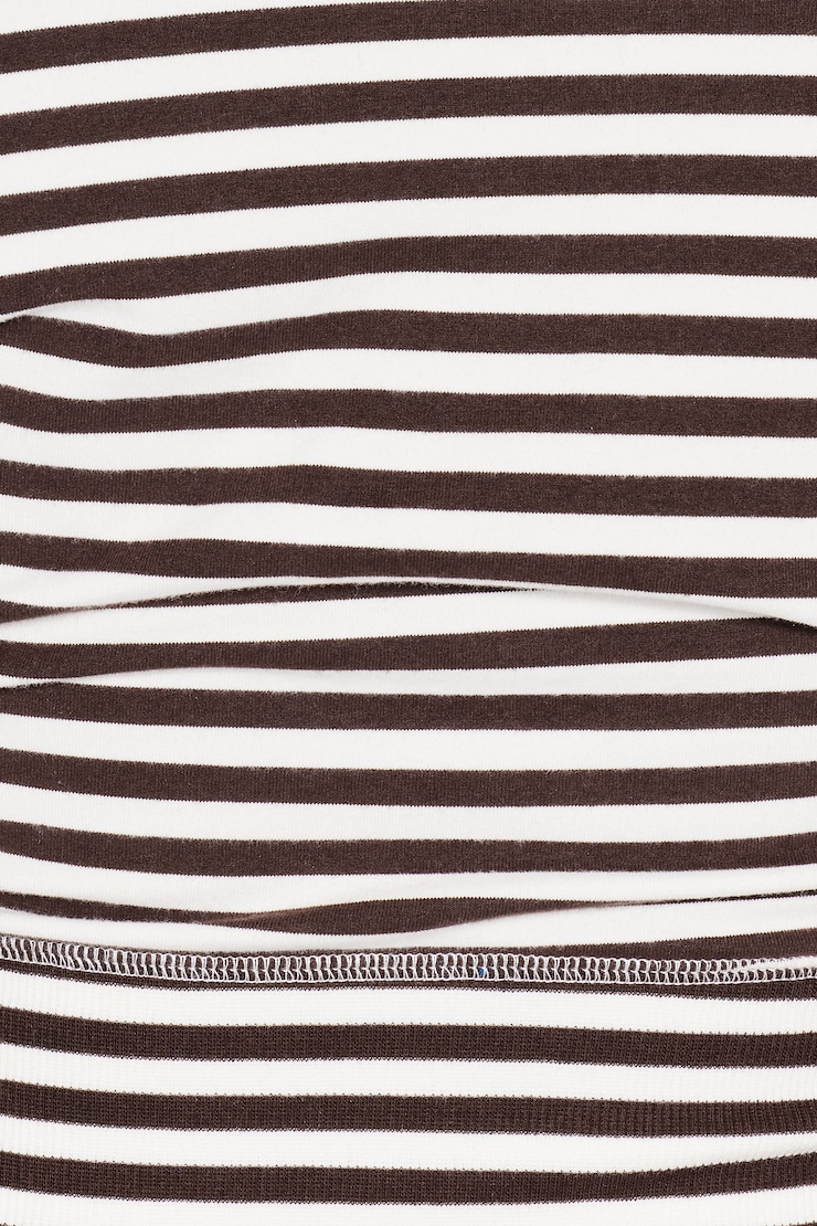 StretchTerry Off Shoulder Top, Armadillo Brown/White Stripes, large