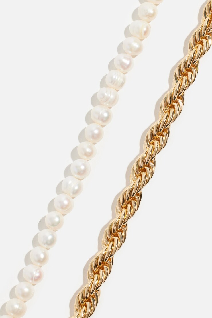 2-Pack Twist Rope & Pearl Necklaces Off White/Gold large