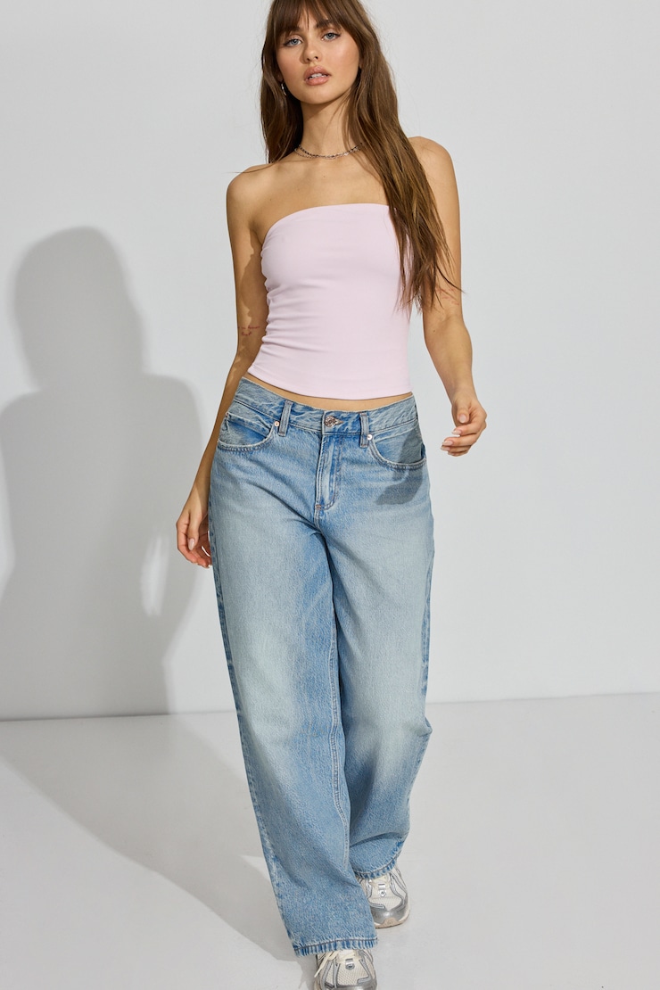 Sleek Longline Tube Top, Light Pink, large