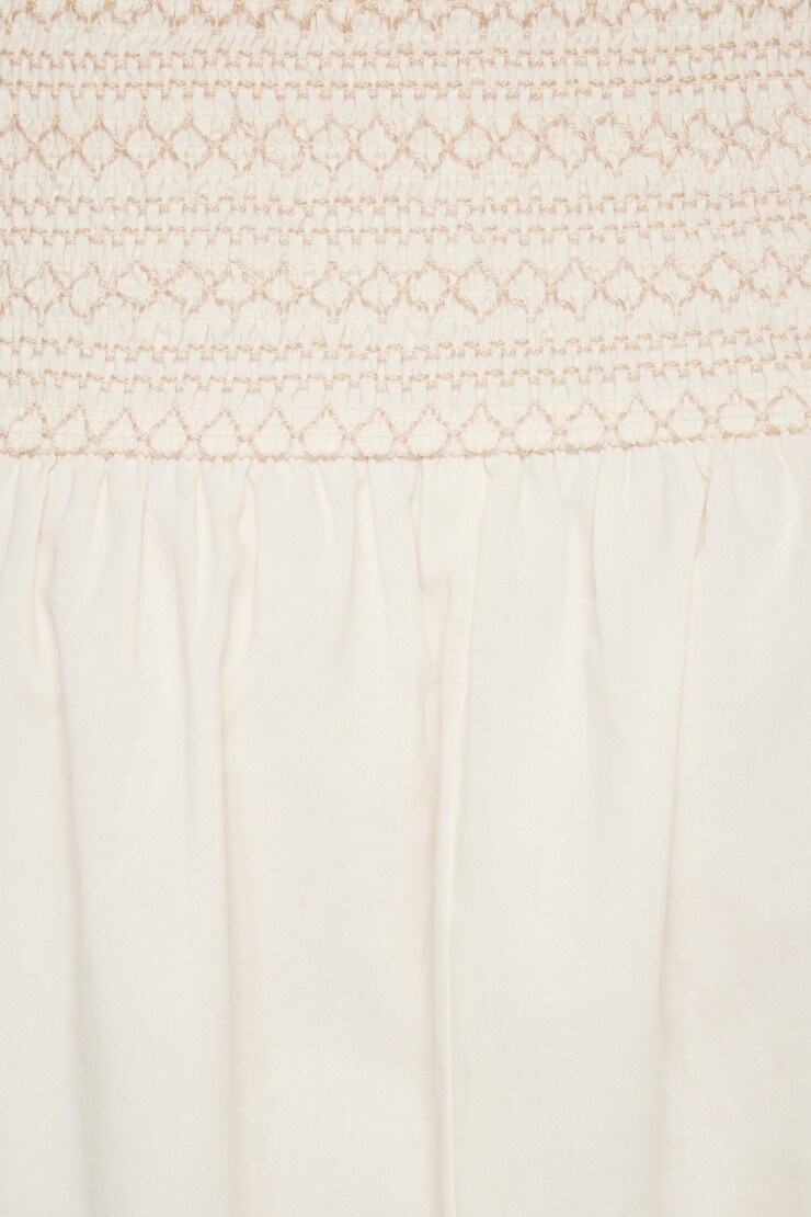 Jupe maxi smockée à taille basse Blanc cassé sel de mer avec fils tan amande large