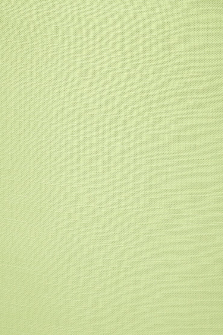 Linen V-Neck Flare Mini Dress Sap Green large