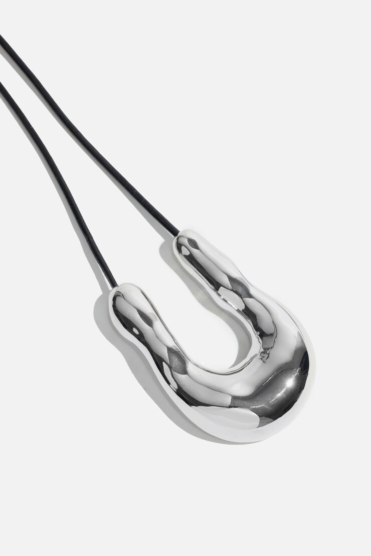 U Pendant Necklace Silver large