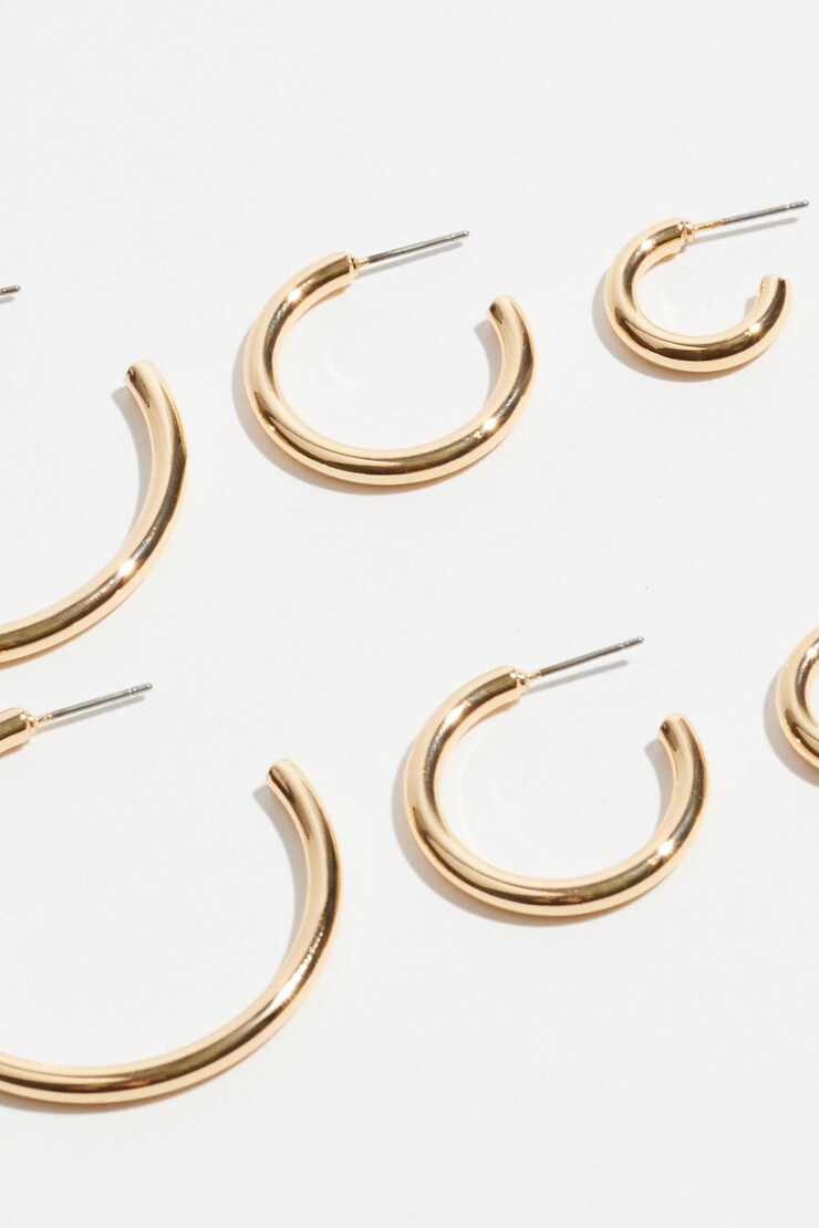 3-Pack Trio Hoop Earrings Gold large