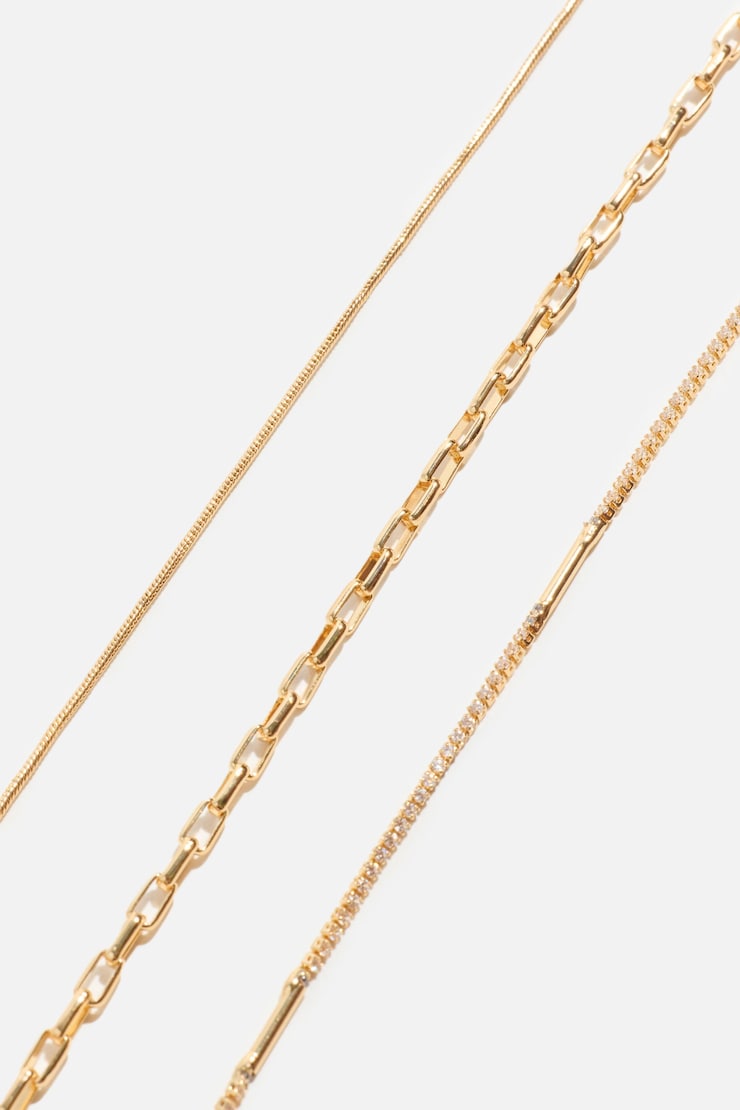 3-Pack Dainty Chain Necklaces Clear/Gold large