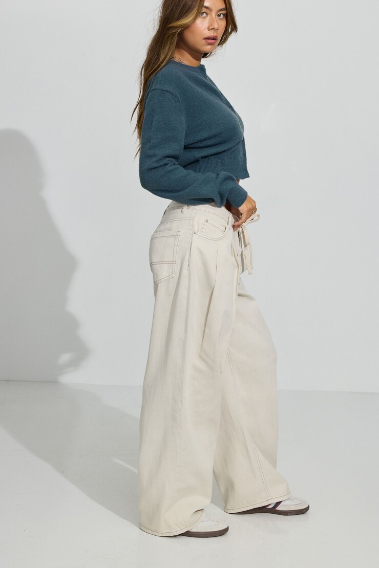 Kenzie Low Rise Baggy Pants White | Garage
