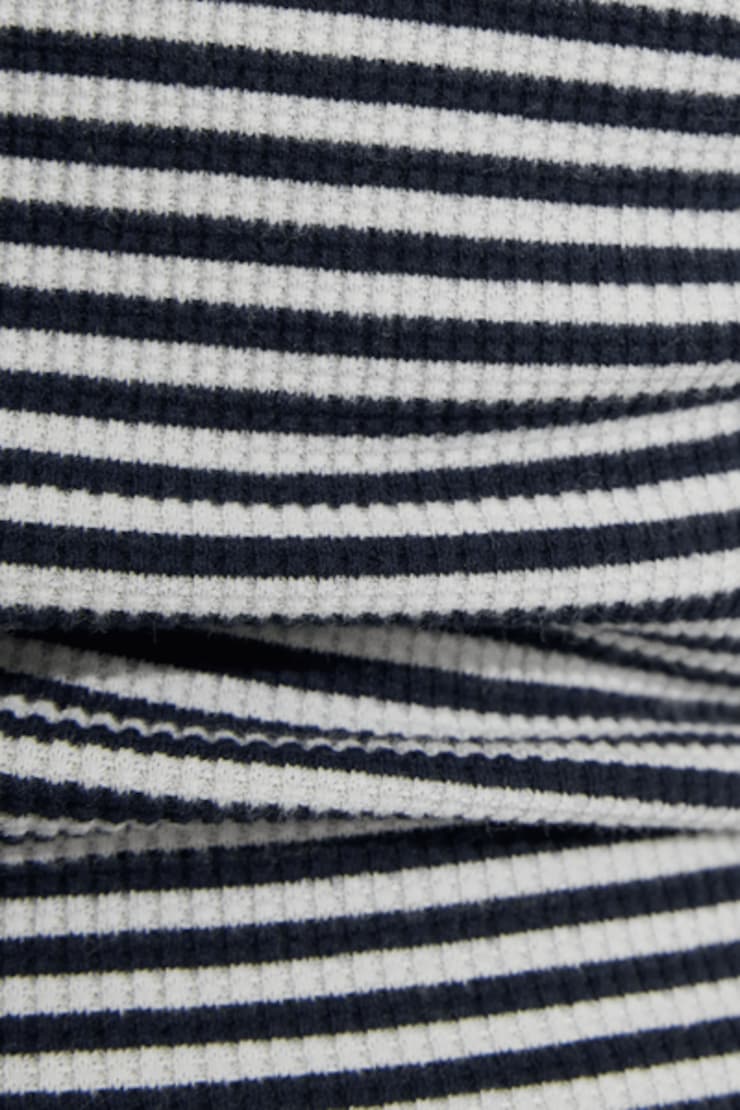 Waffle Henley Tank Top, Mariana Blue/Snow White Stripes, large