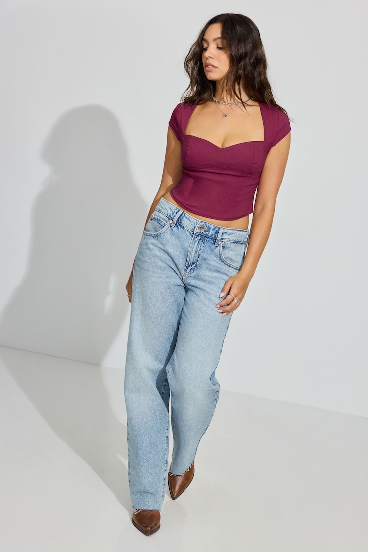 Sweetheart Bustier Top, Plum Red, large