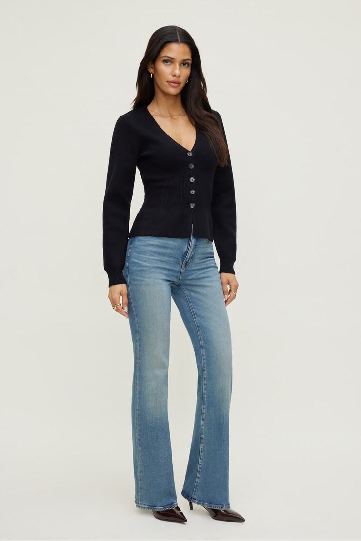 Cinched Waist Cardigan Jet Black large