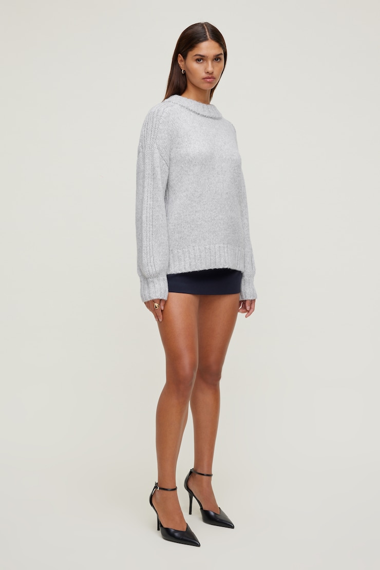 Mabel Chunky Crewneck Sweater Snowy Gray large