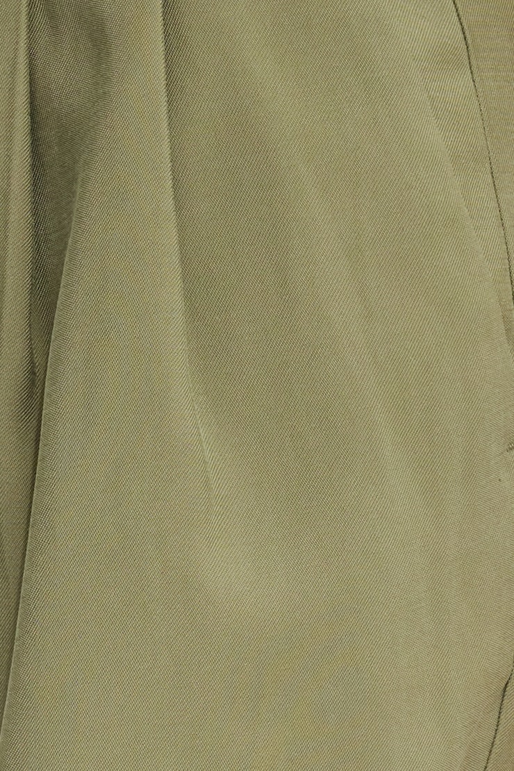 Pleated Twill Shorts Safari Green large