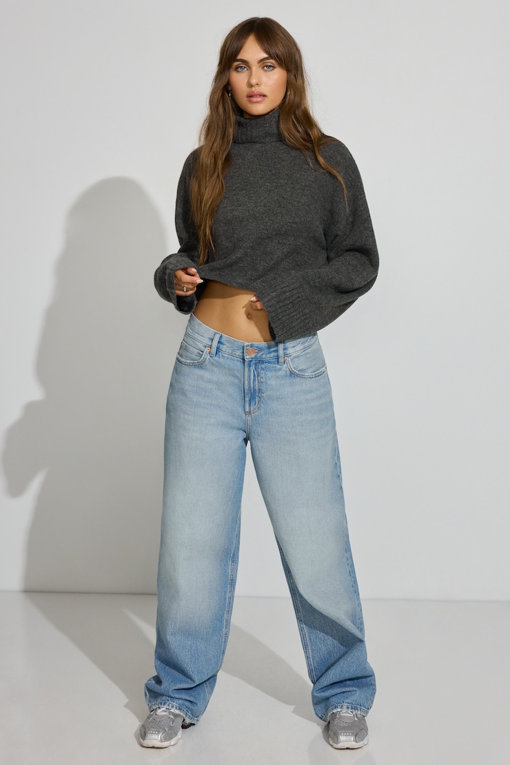 Spongy Cropped Turtleneck Gray | Garage