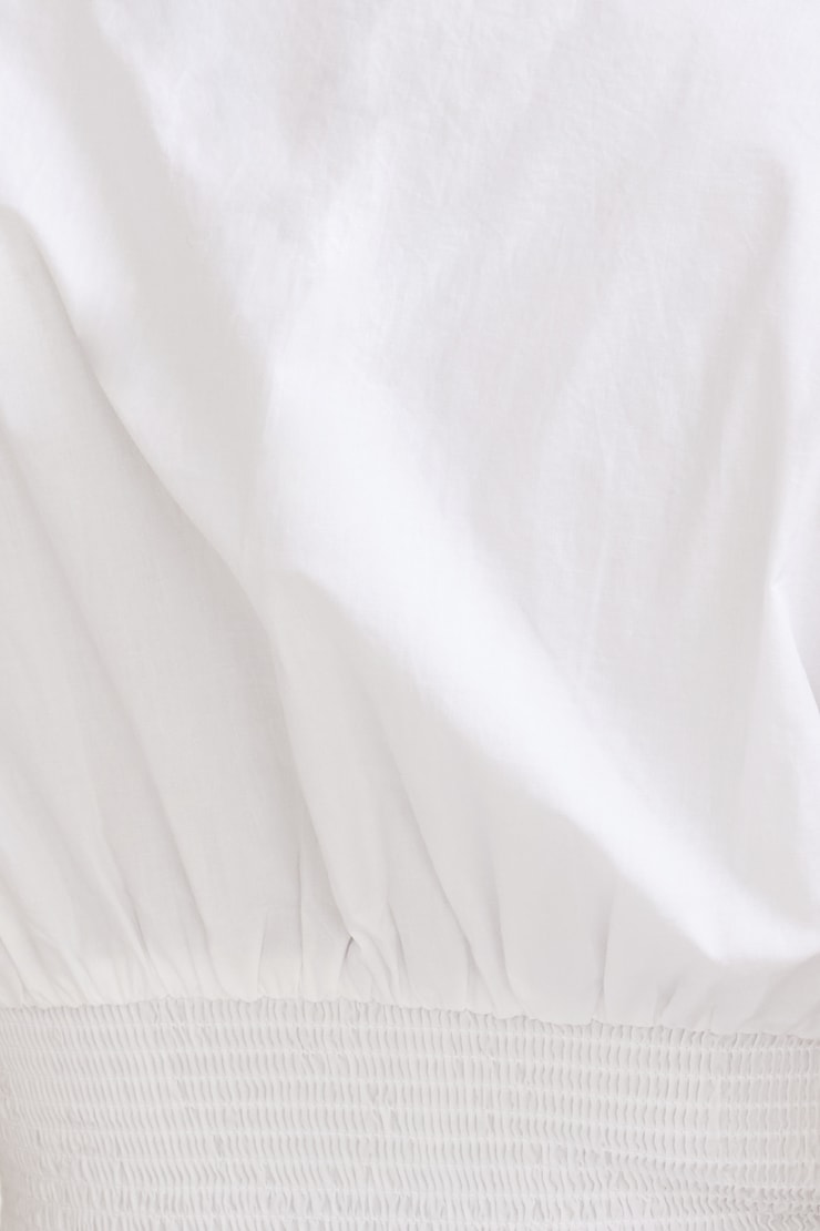 Smocked Waist Poplin Blouse