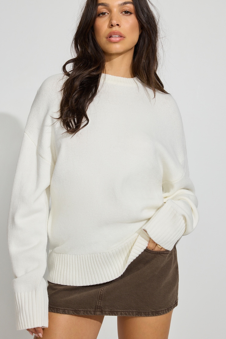 Roxy Long Sleeve Supersoft Crewneck Sweater White | Garage