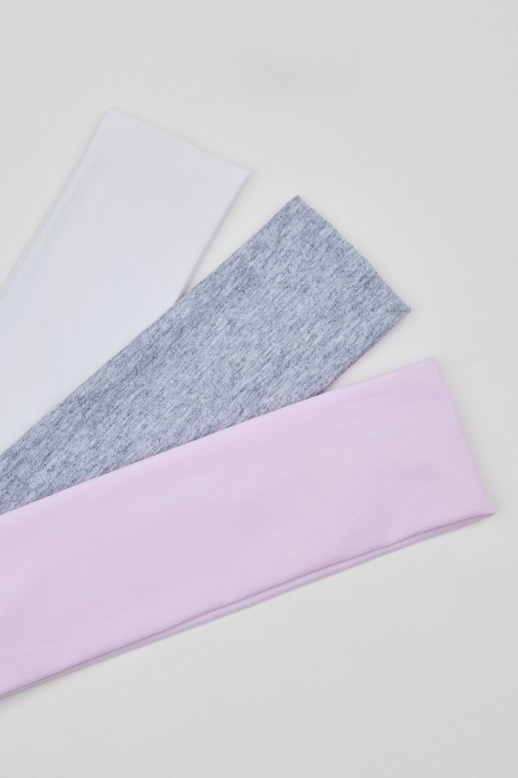 Set of 3 Stretchy Headbands, Light Pink/Spring Grey Mix/White, large