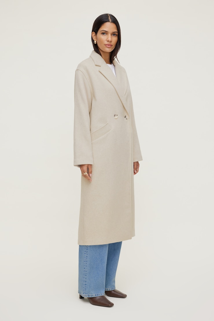 Manteau en laine surdimensionné Beige avoine pâle large