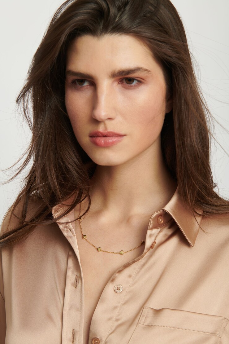 14K Gold Plated Mini Heart Necklace Shiny Light Gold large