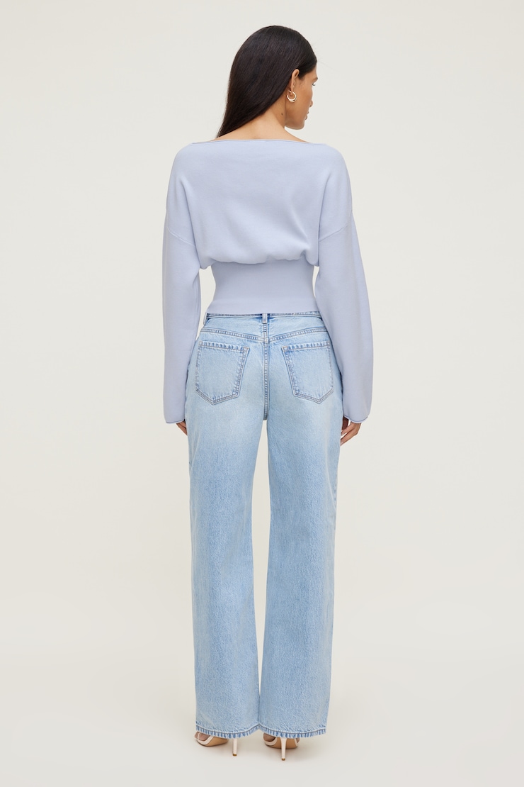 Cinched Boat Neck Sweater