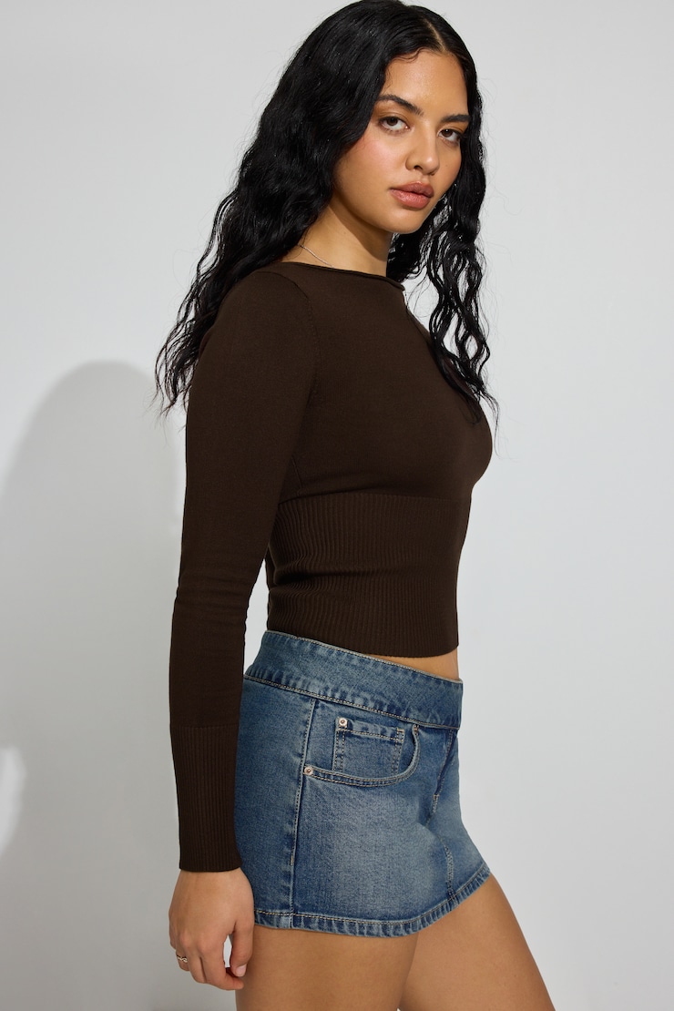 Ryan Fitted Boatneck Sweater, Armadillo Brown, large