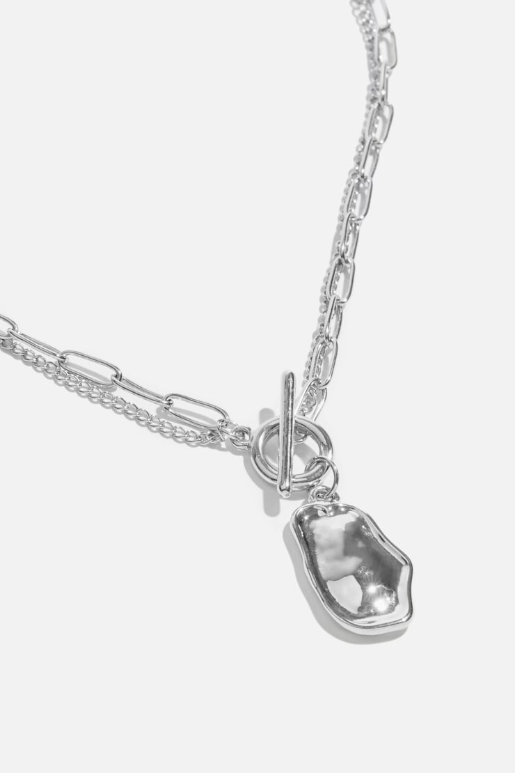 Toggle & Pebble Chain Link Necklace Silver large