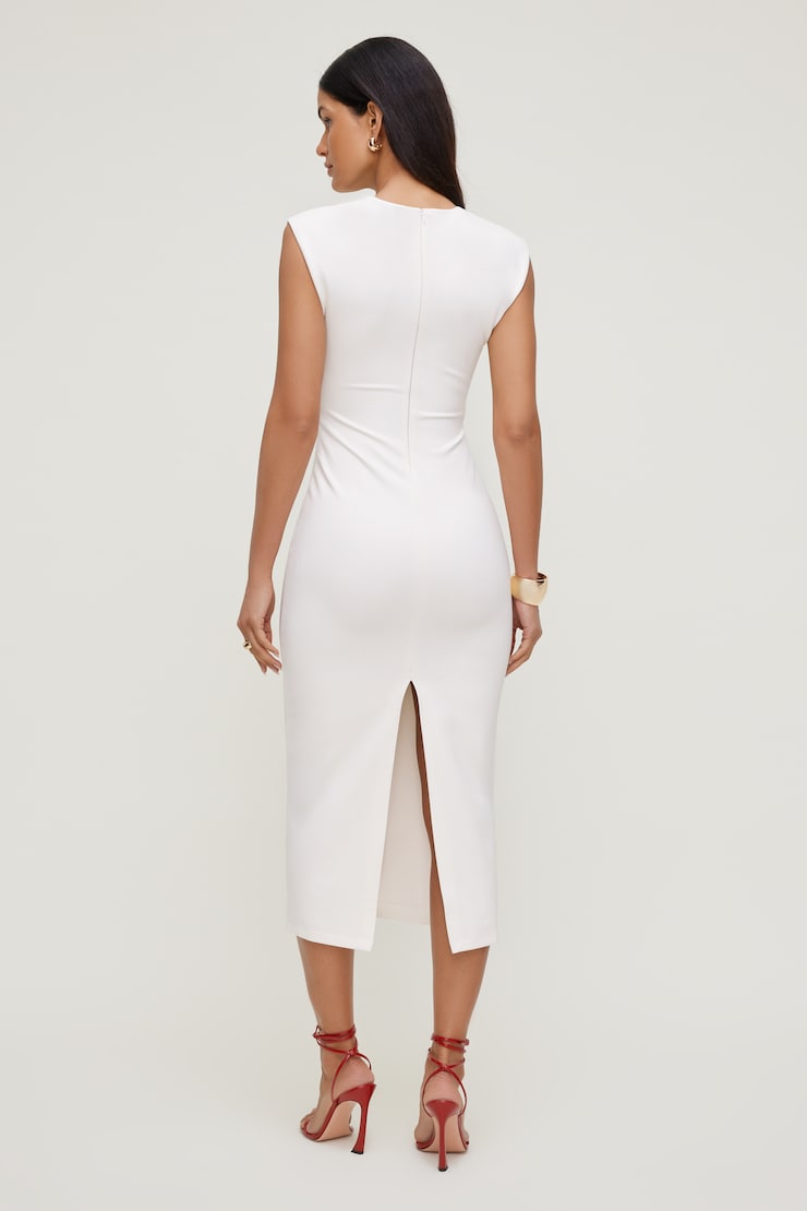Crewneck Ponte Midi Dress Sea Salt Off White large