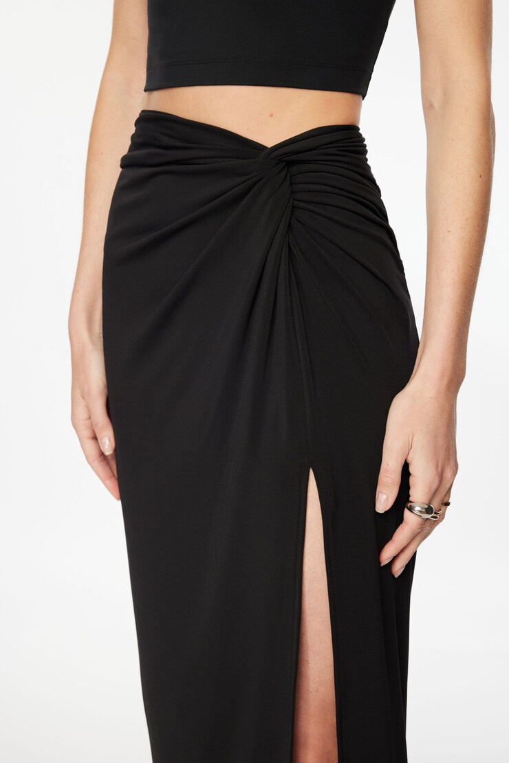 Naia Sculpt Midi Skirt With Slit  Jet Black  large