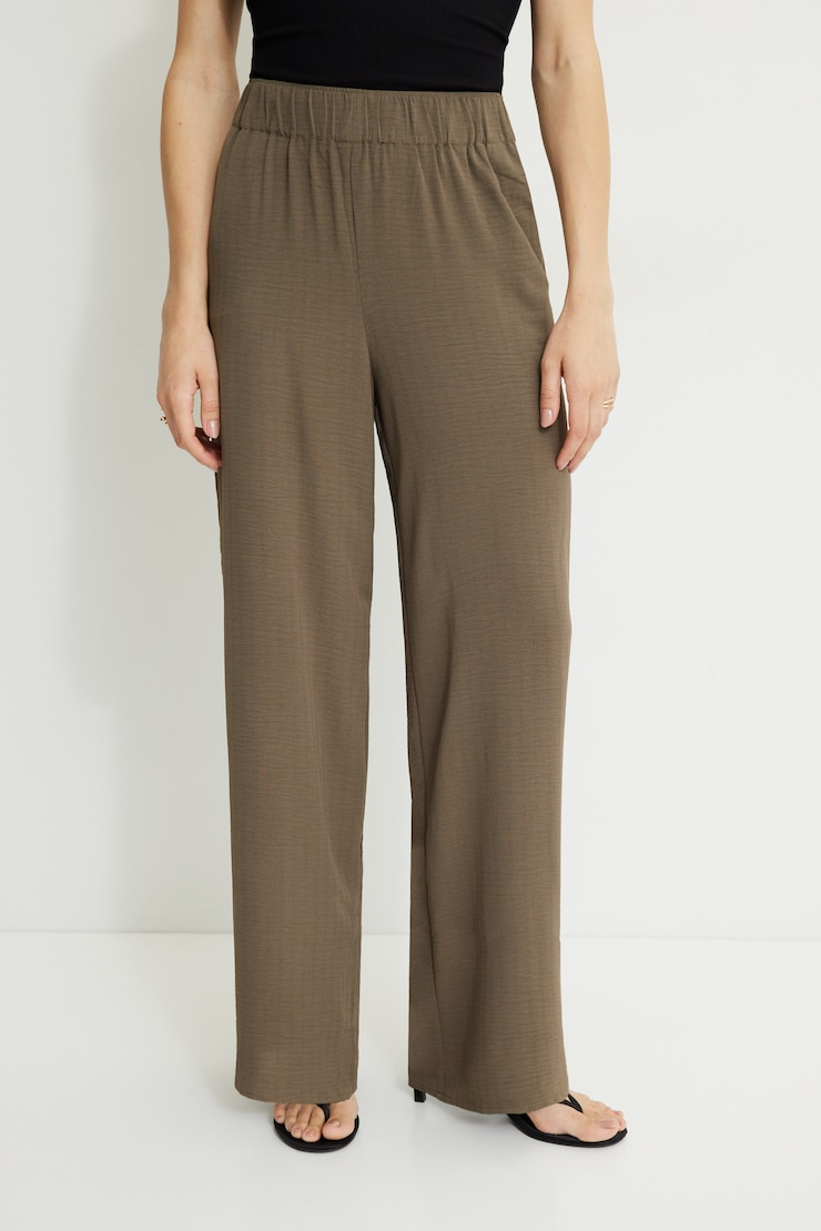 Wide Leg Pull On Pants Wild Mushroom Brown large