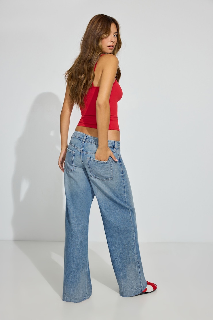 Low Rise Wide Leg Jeans, Brynn Blue, large