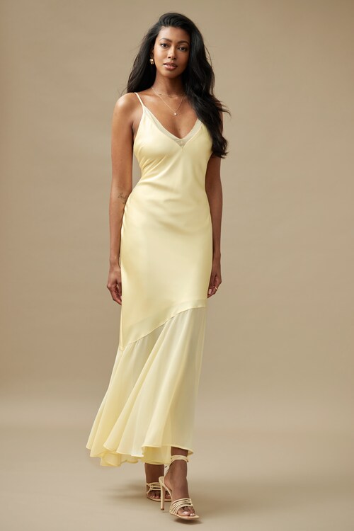 princess polly baby blue dress Buy Buttermilk Yellow Bandeau Jersey Woven Mix Midi Dress from Next Ireland main image 1
