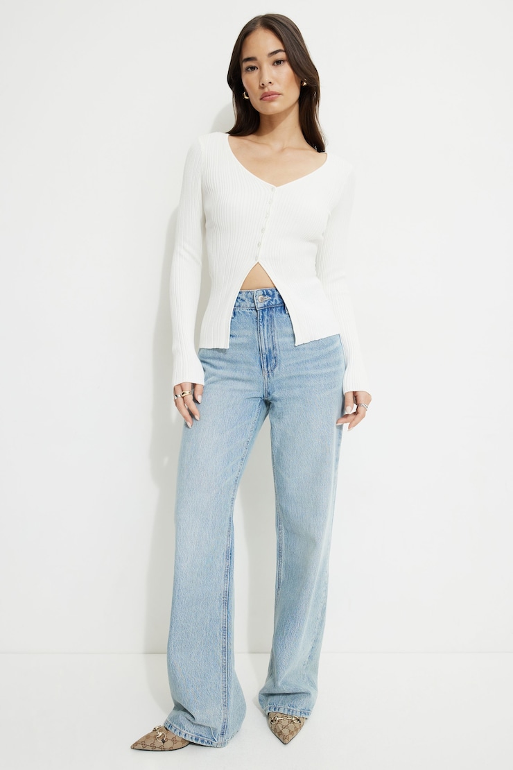Ribbed Flyaway Cardigan Sea Salt large
