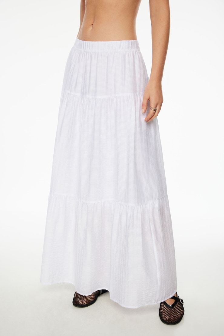 Daisy Tiered Maxi Skirt Bright White large