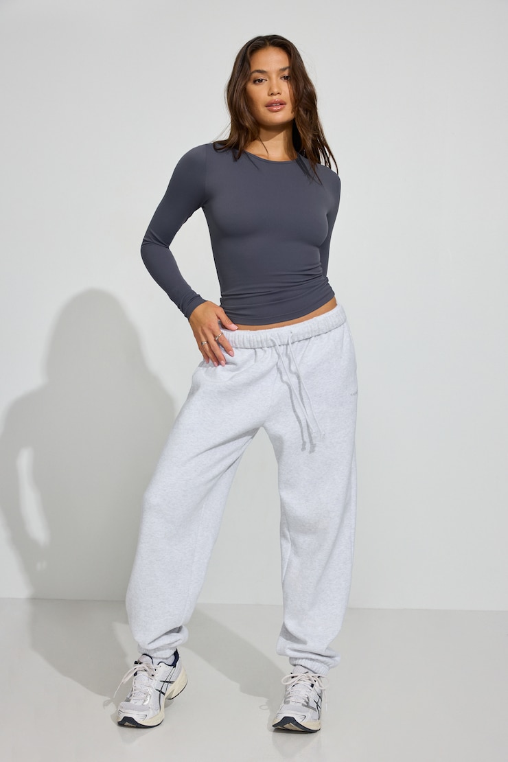 Sleek Crewneck Long Sleeve Top, Odyssey Grey, large