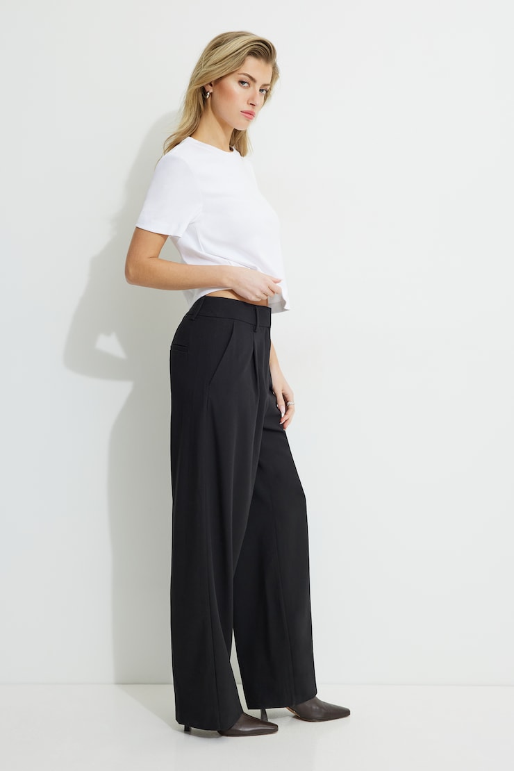 Sofia Pleated Straight Pants Jet Black  large