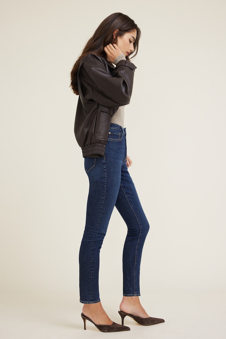 Jean skinny extensible à taille haute Goldie Indigo foncé / Florence large