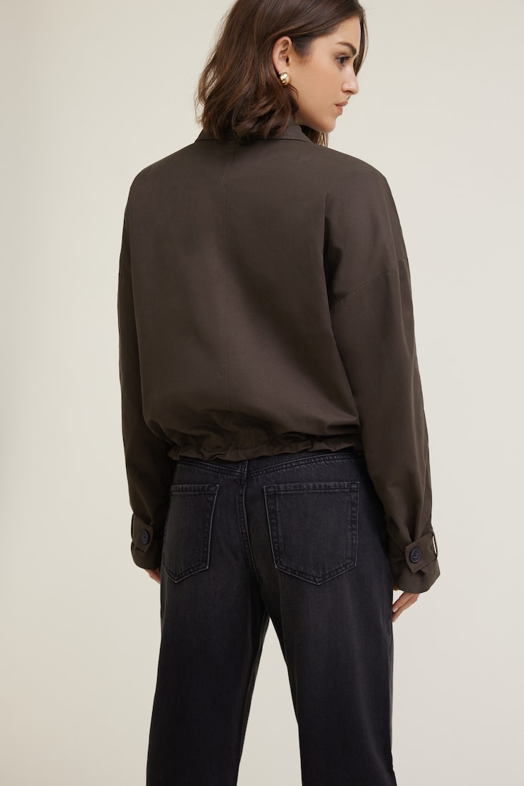 Asymmetric Short Trench Coat Java Brown large