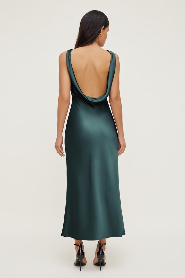 Nora Satin Maxi Slip Dress Atlantic Blue large